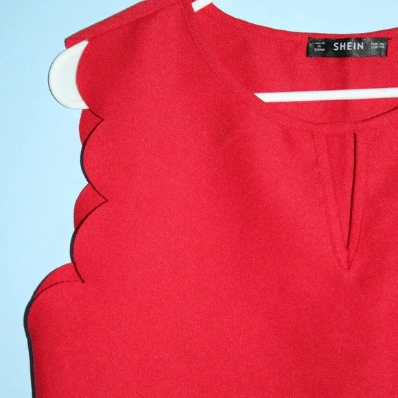 SHEIN Red High Neck Key-Hole Neckline Flutter Sleeves XS - Picture 4 of 13